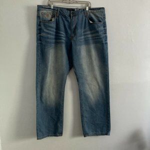 Rocawear Original Fit Men's Light Wash Jeans 42 W 100% Cotton Straight Leg